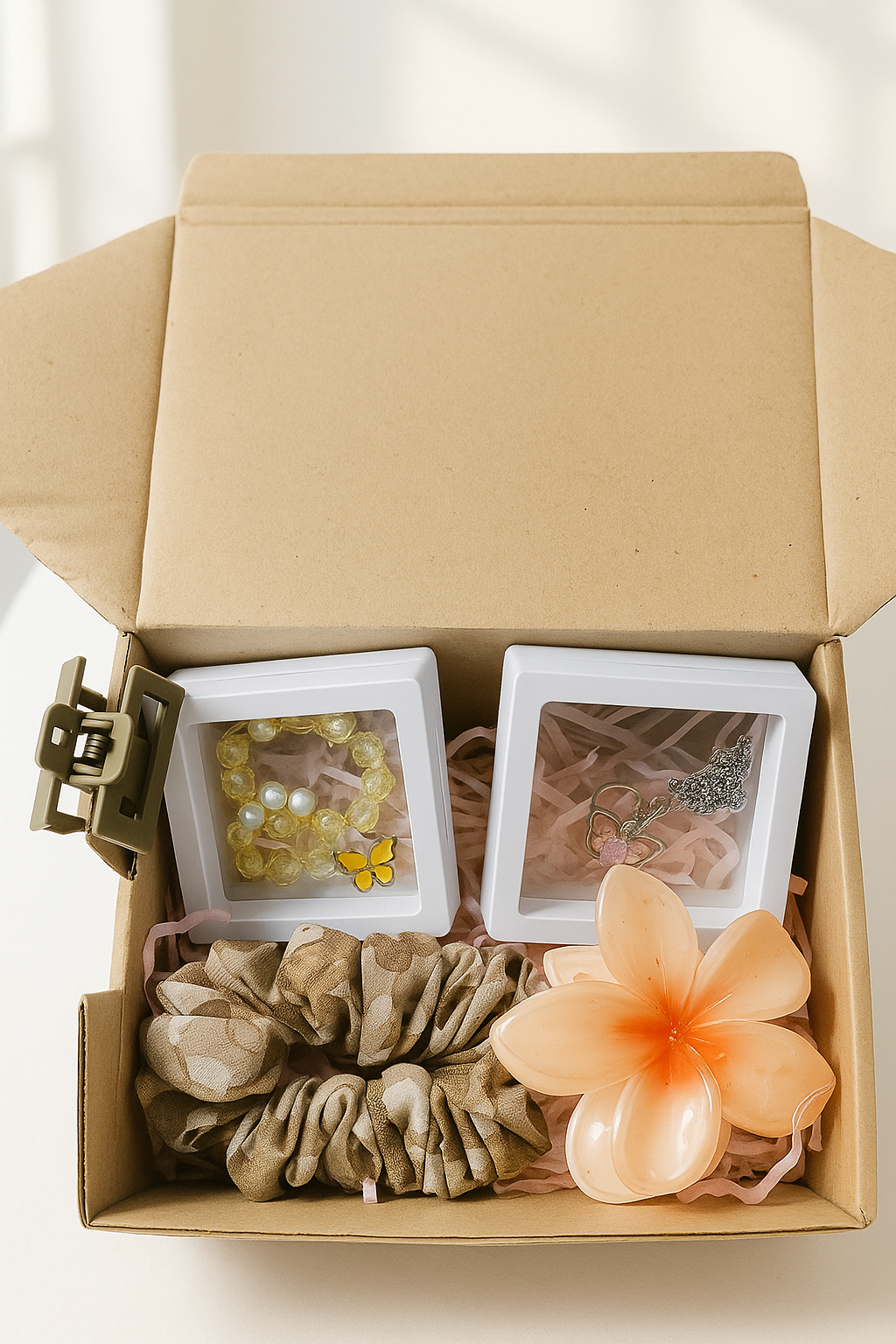 Elegant Women’s Gift Hamper – Stylish Jewelry Set with Scrunchies & Floral Hair Accessories for Girl-Women