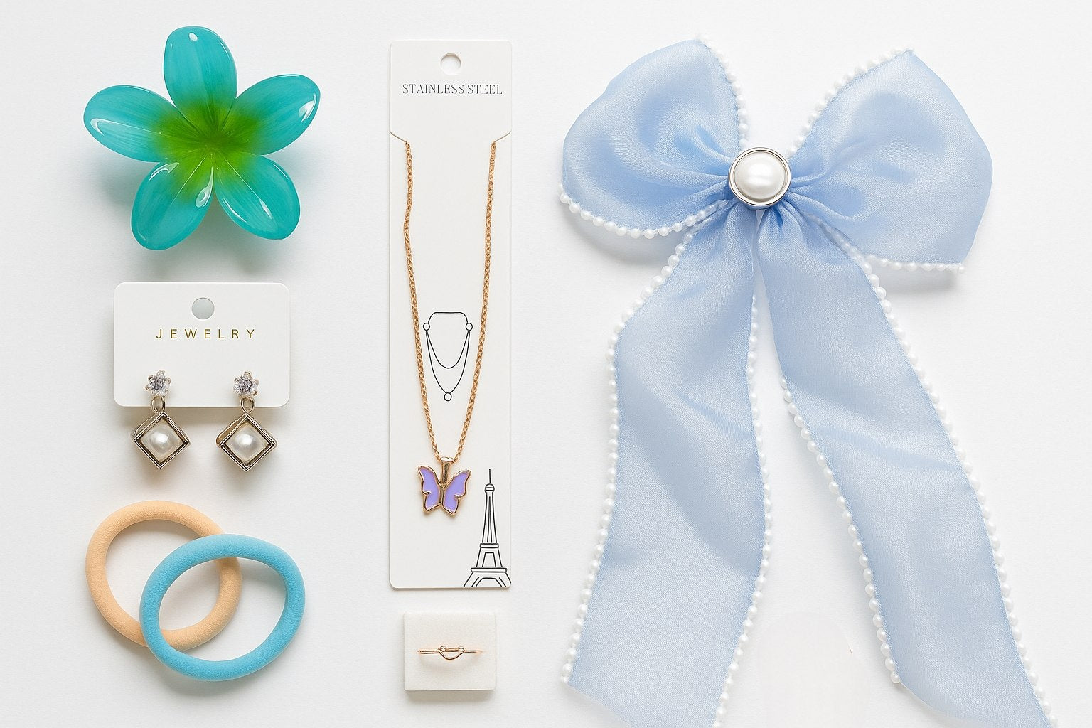 Premium Jewelry & Hair Accessories Gift Hamper – Bracelet, Pendant, Scrunchies & Designer Hair Clip for Girl-Women