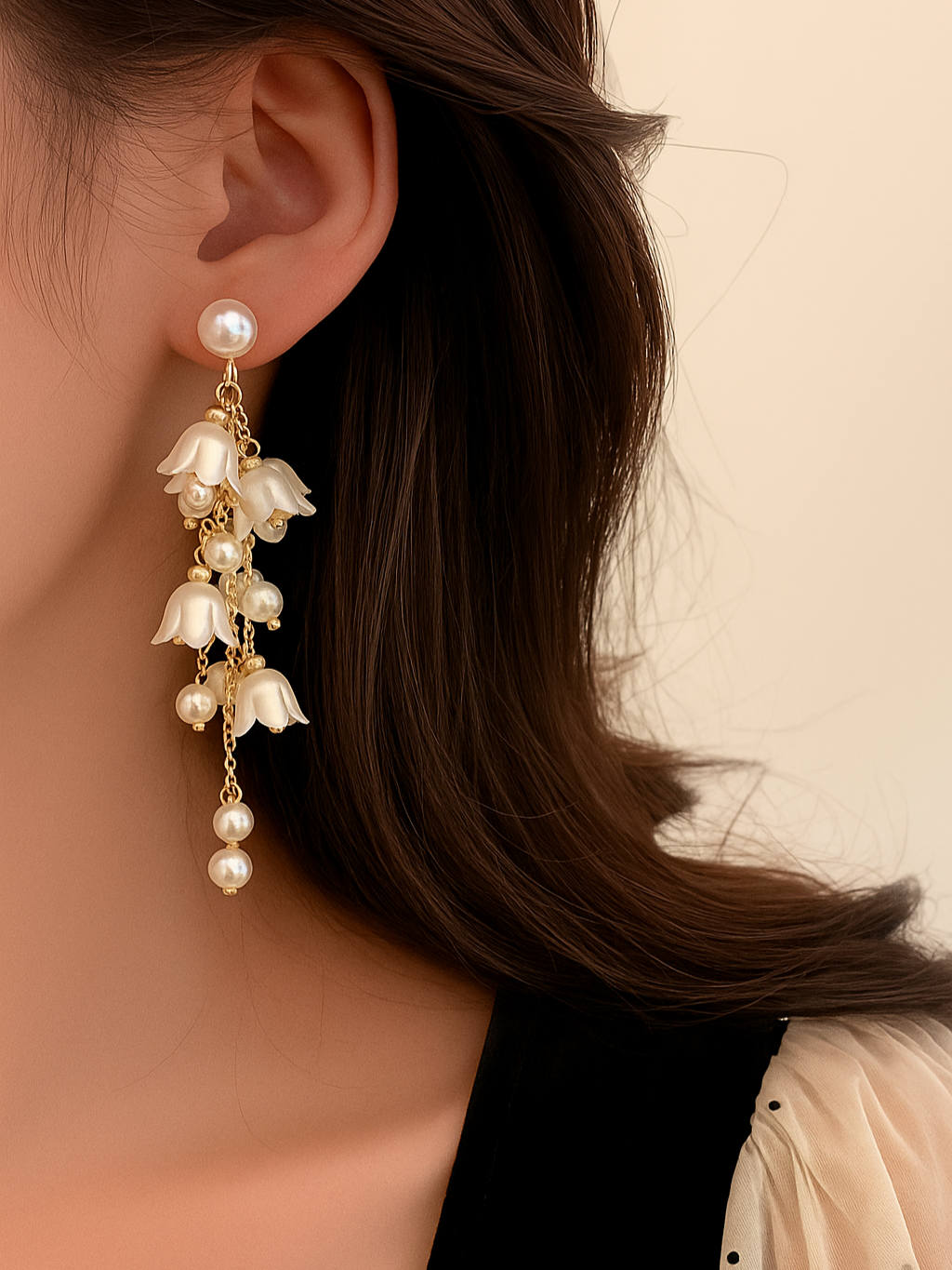 Korean Latest Design Drop Flower Earrings