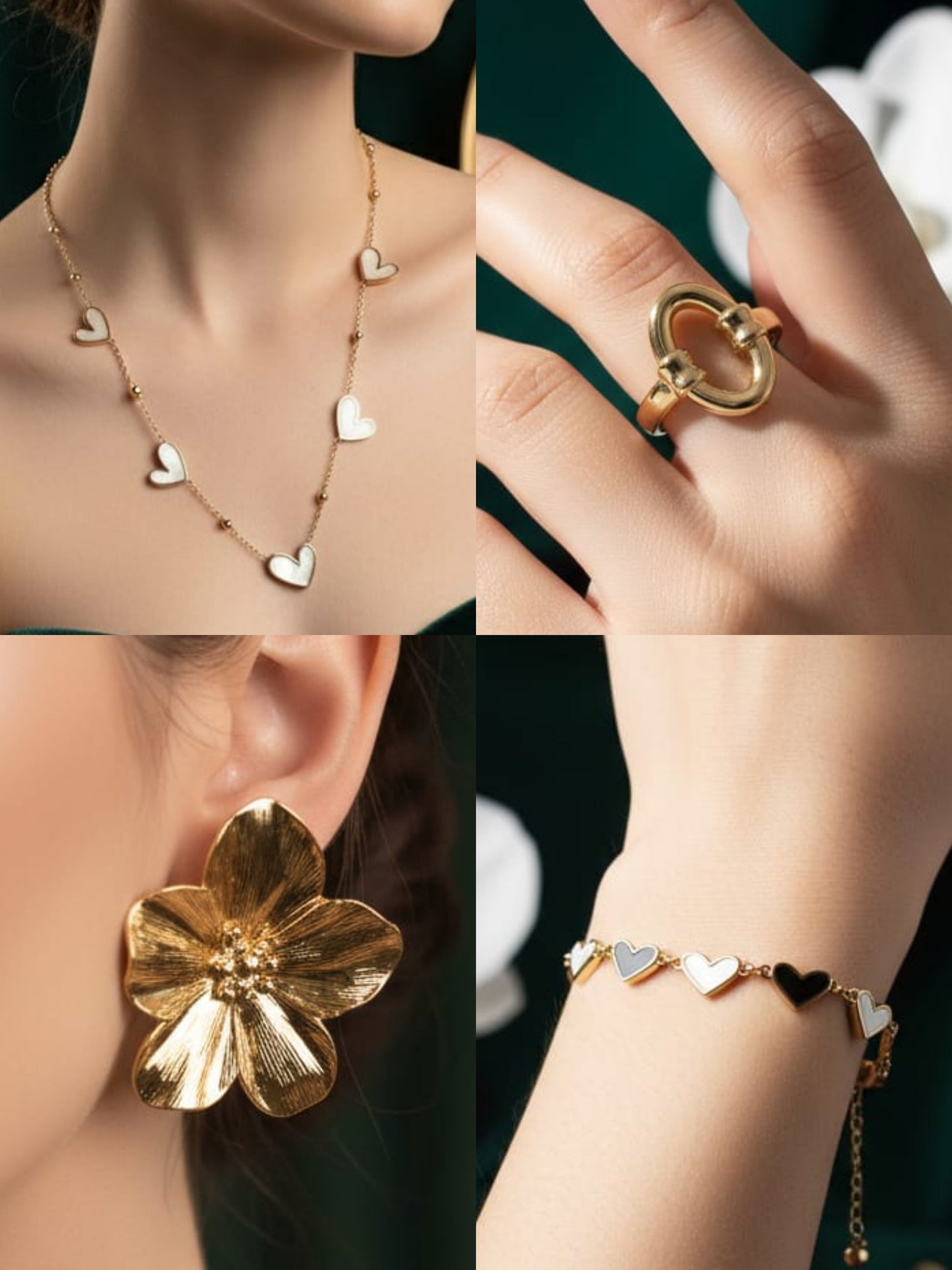 Minimalist Jewelry with Heart & Floral Motifs 🍀ㅤ