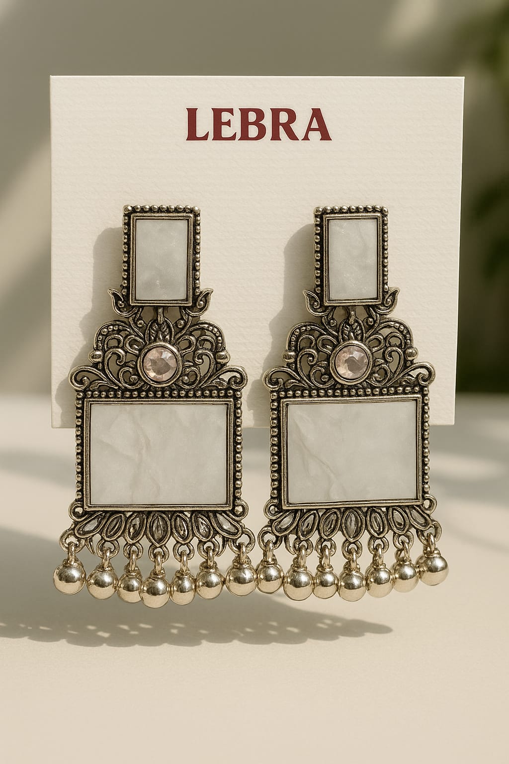 Graceful Marble Silver Oxidized Earring Girl-Women