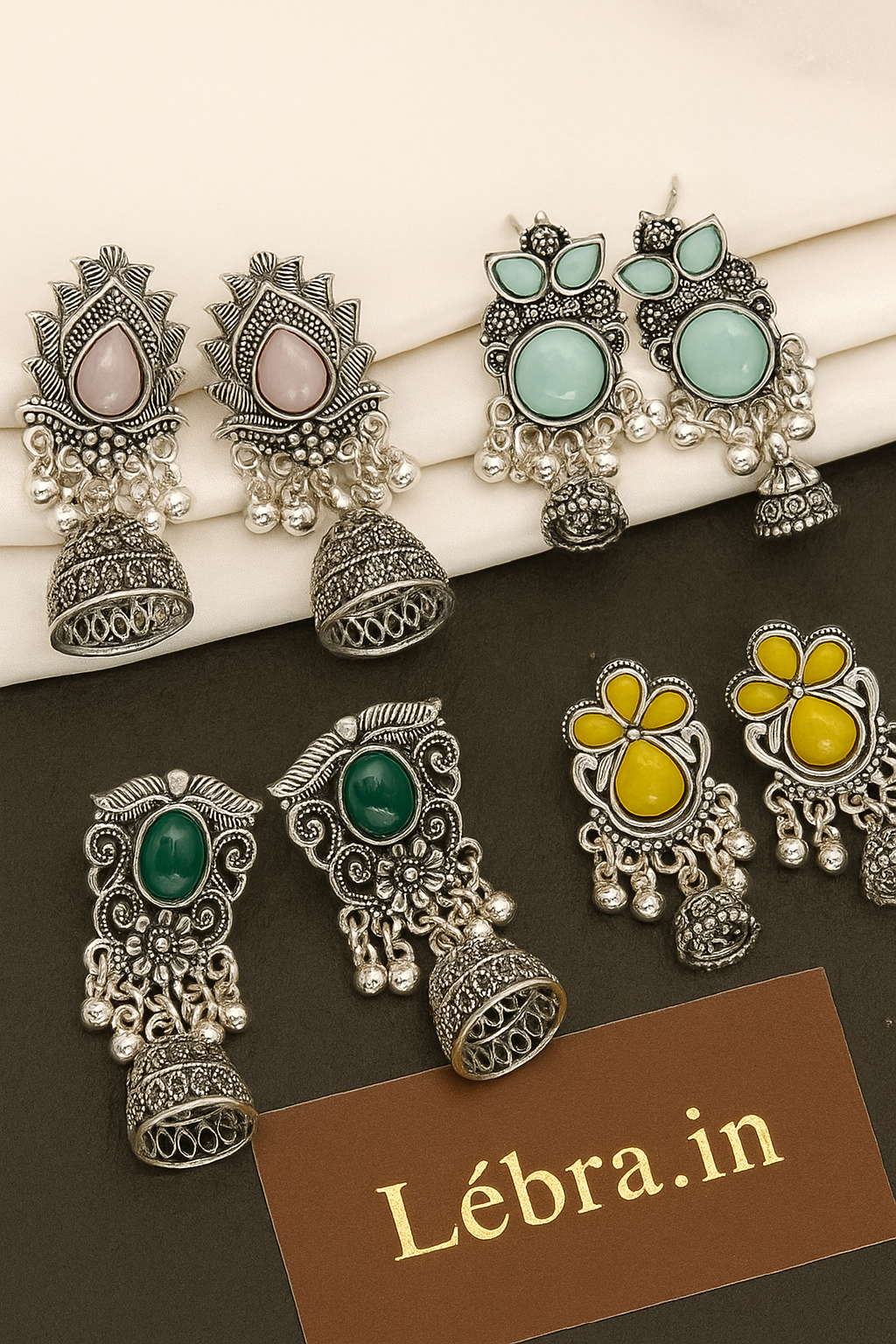 Combo of 4 Fine Oxidised Earrings